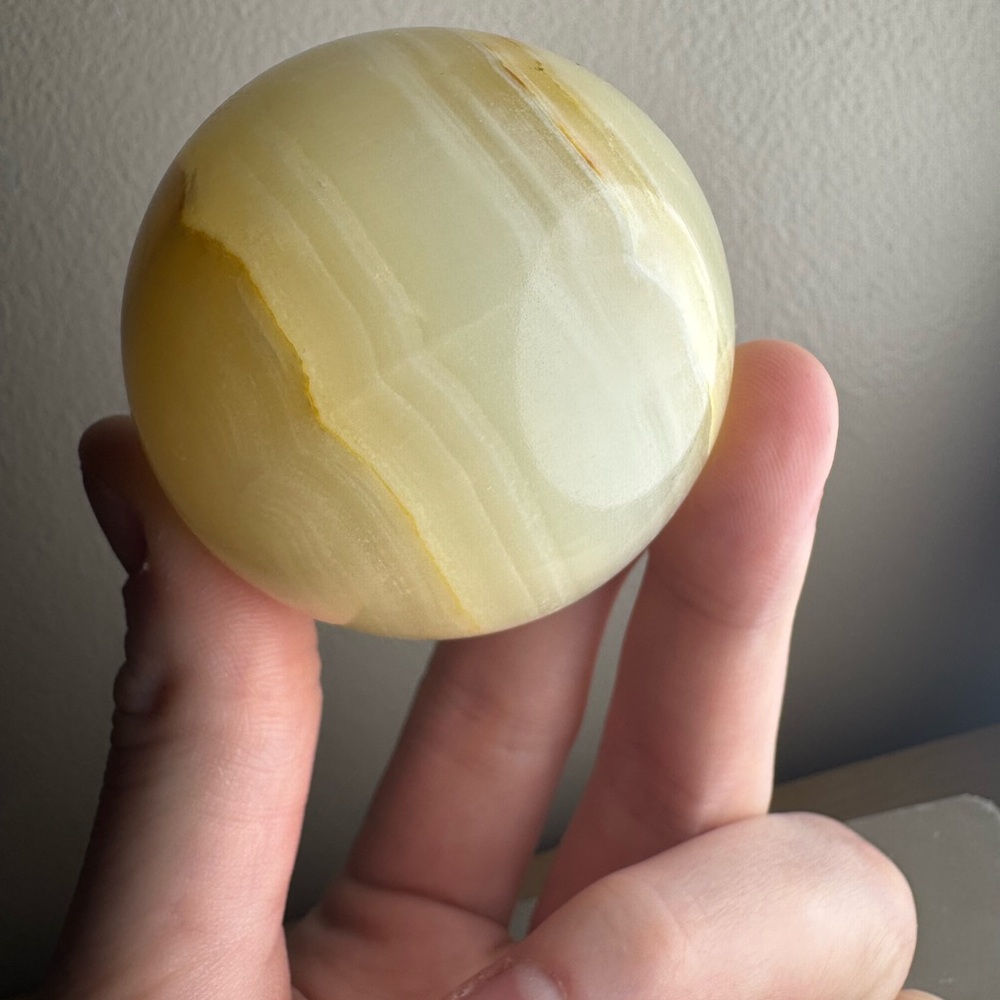 Polished Pale Yellow Onyx Sphere